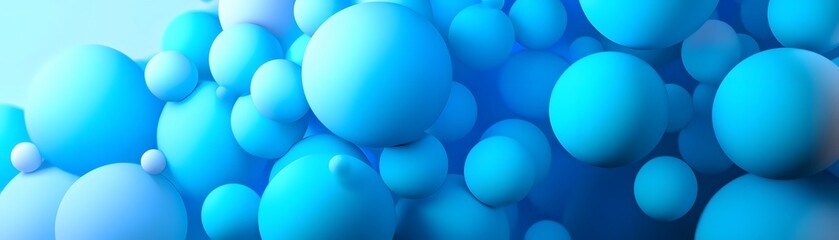 Poster - Abstract image of many softly lit blue spheres.