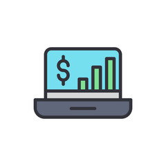 Poster - Laptop Displaying A Financial Growth Chart With A Dollar Sign Icon