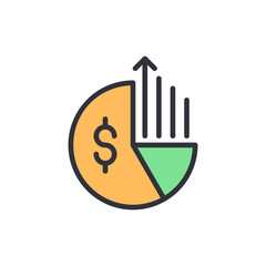Poster - Financial Growth Represented By A Pie Chart And Upward Moving Bars