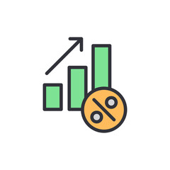 Poster - Growing Finance With Increase Arrow And Percentage Icon Concept