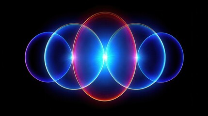 Poster - Abstract design of intersecting luminous circles.