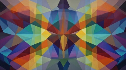 Poster - Abstract geometric pattern with vibrant colors and mirrored symmetry.