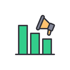  - Green Bar Chart Symbol With Megaphone For Marketing Promotions