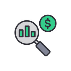 Poster - Financial Analysis And Data Visualization With Magnifying Glass Icon