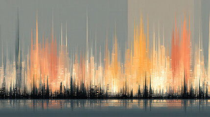 Poster - Abstract Overlay of Bar Graph Lines with Neutral Gradient on a Soft Background in Vibrant Colors