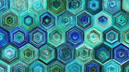 Poster - Vibrant, textured hexagonal pattern design.