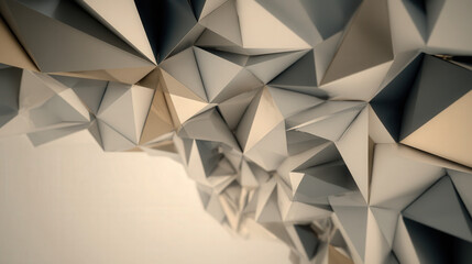 Poster - Abstract Low Poly Triangles in Neutral Tones Creating a Clean Geometric Composition for Modern Design