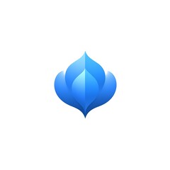 Poster - Abstract, stylized,  blue flower logo.  Intricate, layered, and dynamic.  Evokes a sense of tranquility and harmony