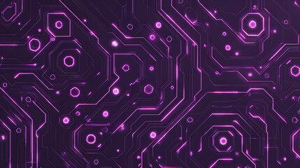 Poster - Futuristic circuit pattern with glowing purple details, ideal for technology and cyberpunk themed projects