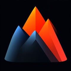 Poster - Abstract stylized mountain range in vibrant orange and blue hues