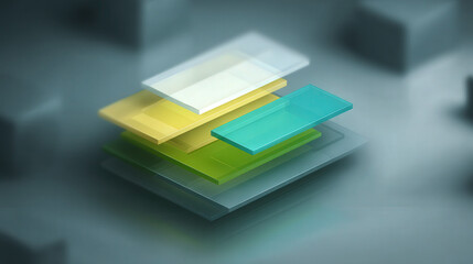 Poster - Abstract Floating Layered Interface Elements Design for User Interface Mockup with Blur Effect