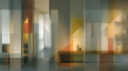 Poster - Soft Tone Geometric Overlay for Modern Interior Presentation Background