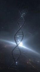 Poster - Cosmic double helix rising above the world.