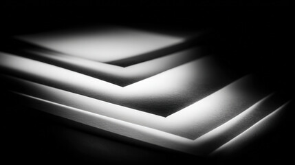Poster - Layered Monochrome Paper with Soft Drop Shadow in Studio Setting for Creative Backgrounds and Textures