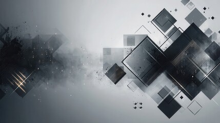 Poster - Abstract geometric shapes arranged in a monochrome design.