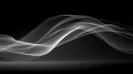 Poster - Elegant Swirls of Light Smoke on Dark Background Creating Minimal Abstract Artwork for Modern Decor