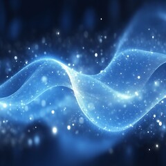 Poster - Abstract swirling blue light waves with sparkling particles