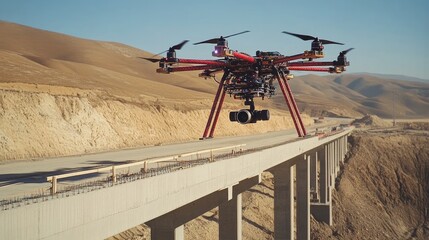 Poster - Aerial drone scanning bridge under construction with sensors and GPS mapping
