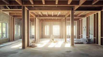 Poster - AR visualization highlighting load-bearing wall zones and support beams digitally
