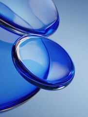 Poster - Abstract design of overlapping blue translucent forms.