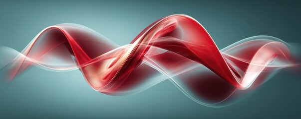 Poster - Abstract swirling shapes in red and light teal.