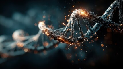 Poster - Intricate dna helix structure illuminated with sparks.