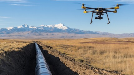 Poster - Drone monitoring pipeline installation trench and protective casing layout