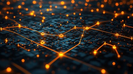 Leinwandbilder - Abstract Network Connections: Digital Data Flow Visualization