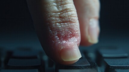 Poster - Close-up view of a finger pressing a computer keyboard key.