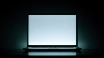 Poster - Illuminated laptop screen in a dark room.