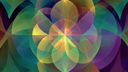 Poster - abstract design with vibrant overlapping shapes.