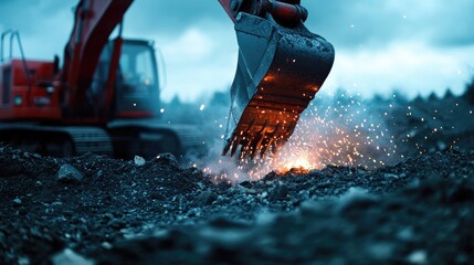 Poster - Robotic arms applying final welds to the joint of an excavator boom