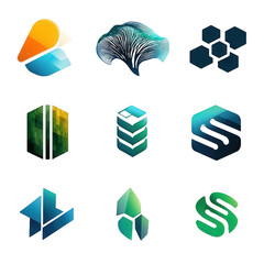 Poster - Collection of abstract logo designs and icons isolated on a white background