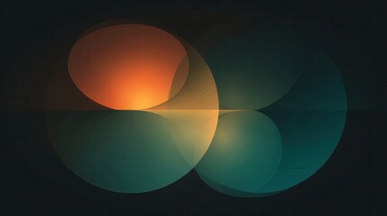 Poster - Abstract design of overlapping circles in warm and cool tones.
