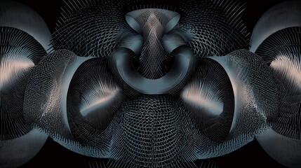 Poster - Intricate, symmetrical design with metallic, abstract forms.