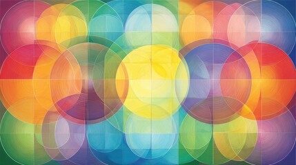 Poster - Abstract design featuring overlapping circles and vibrant colors.