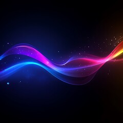 Poster - Abstract, vibrant, glowing wave design.  Dynamic, colorful energy lines against a dark backdrop.  Intricate light trails with shimmering particles
