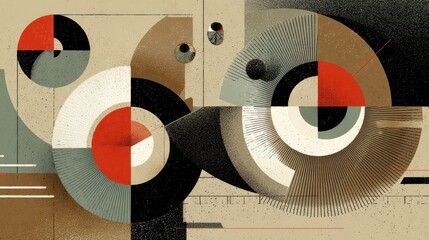 Poster - abstract geometric design with circles and shapes.
