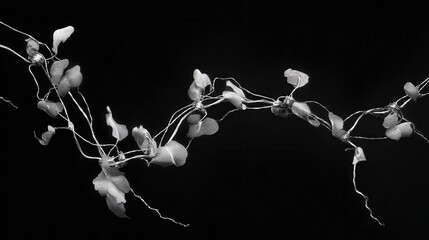 Poster - Abstract grayscale image of delicate, flowing tendrils.