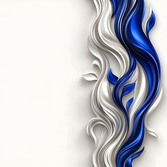 Poster - Abstract white and blue flowing silk design