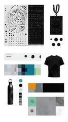Poster - Collection of graphic design elements and patterns isolated on a white background