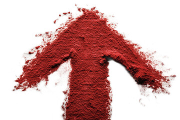 Poster - Creative red arrow pointing up design made of pigment powder transparent background for business direction concept