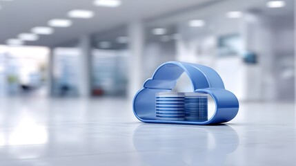 Aufkleber - A conceptual image illustrating cloud computing in healthcare, with a digital cloud symbolizing storage and processing of health data. The background is clean and modern, providing ample copy space