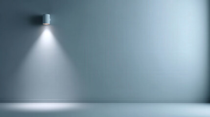 Poster - Subtle Spotlight on Clean Blank Canvas Wall in Minimalist Interior Space with Soft Ambient Lighting