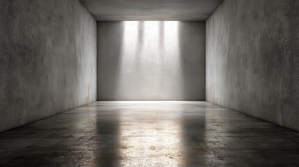 Poster - Clean and Minimal Concrete Floor with Soft Light Casting Shadows in an Empty Room