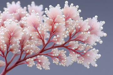 Poster - Delicate Pink and Pearl Abstract Floral Structure