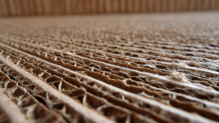 Poster - High Detail of Corrugated Cardboard Surface Displaying Texture and Pattern for Various Applications