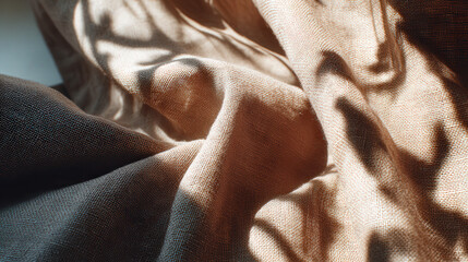 Poster - Cozy Natural Linen Fabric with Soft Folds and Gentle Shadows in a Light Background