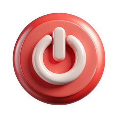 Wall Mural - power button 3d icon in plastic style isolated on transparent white background, clipping path