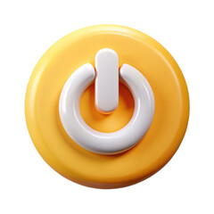 Wall Mural - power button 3d icon in plastic style isolated on transparent white background, clipping path